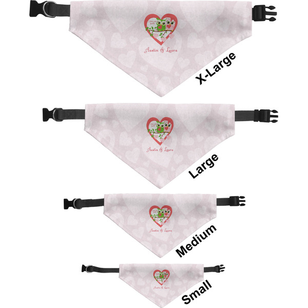 Valentine Owls Pet Bandana Sizes