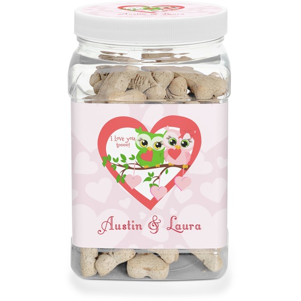 Custom Valentine Owls Dog Treat Jar (Personalized)
