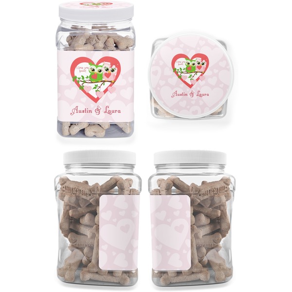 Valentine Owls Pet Treat Jar - Multiple Angles