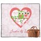 Valentine Owls Picnic Blanket - Flat - With Basket