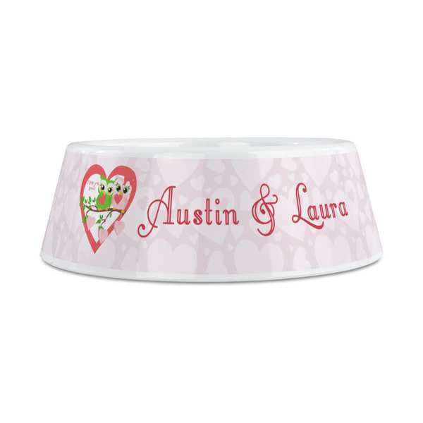 Valentine Owls Plastic Dog Bowls - Medium - FRONT