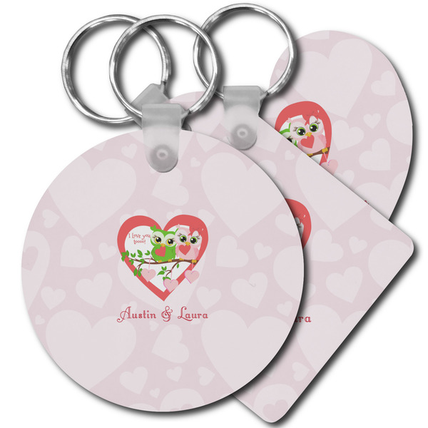 Custom Valentine Owls Plastic Keychain (Personalized)