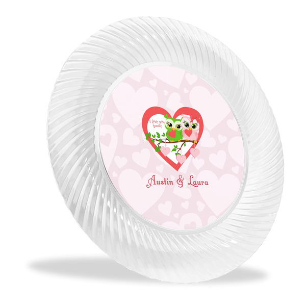 Custom Valentine Owls Plastic Party Dinner Plates - 10" (Personalized)
