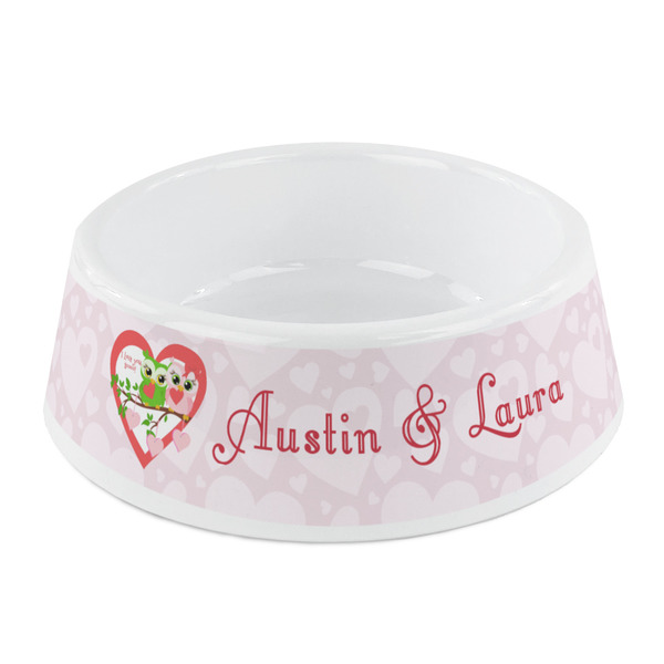 Custom Valentine Owls Plastic Dog Bowl - Small (Personalized)