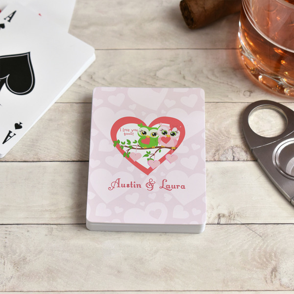 Valentine Owls Playing Cards - In Context