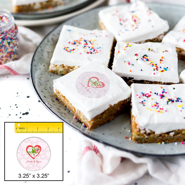Valentine Owls Printed Icing Circle - Large - In Context