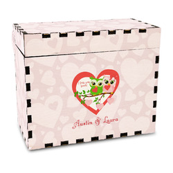 Valentine Owls Wood Recipe Box - Full Color Print (Personalized)