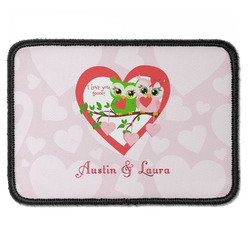 Valentine Owls Iron On Rectangle Patch w/ Couple's Names