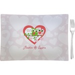 Valentine Owls Rectangular Glass Appetizer / Dessert Plate - Single or Set (Personalized)