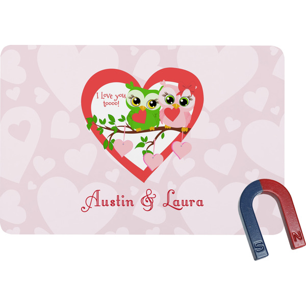 Custom Valentine Owls Rectangular Fridge Magnet (Personalized)