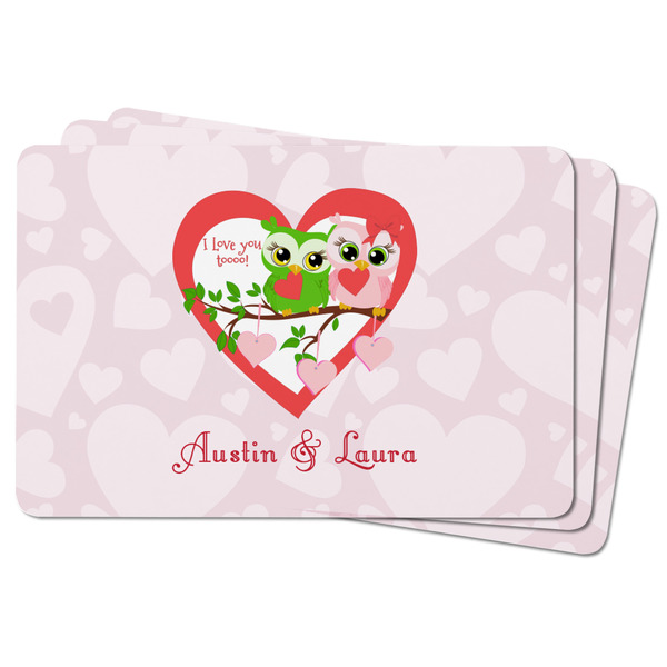 Valentine Owls Rectangular Fridge Magnet - THREE