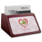 Valentine Owls Red Mahogany Business Card Holder (Personalized)