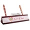 Valentine Owls Red Mahogany Nameplates with Business Card Holder - Angle