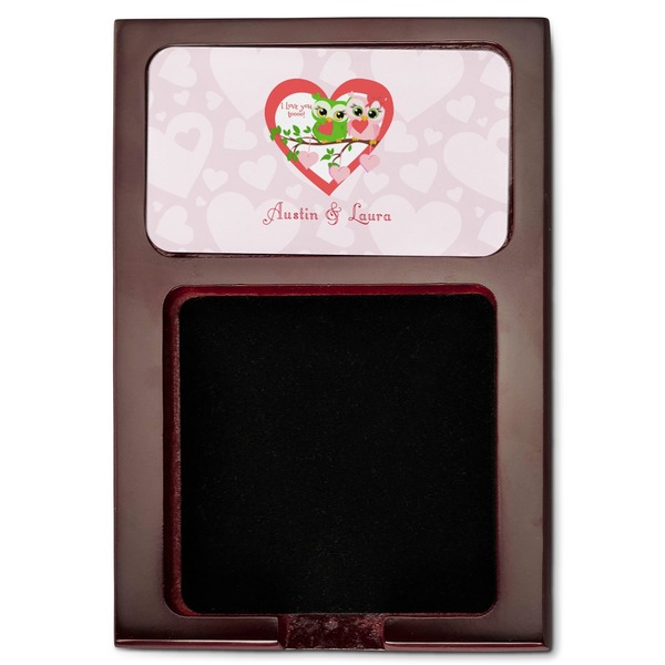 Valentine Owls Red Mahogany Sticky Note Holder - Flat