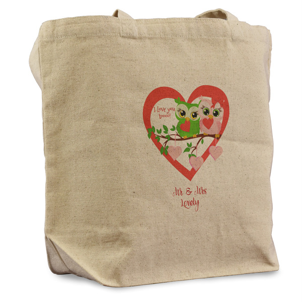 Custom Valentine Owls Reusable Cotton Grocery Bag (Personalized)