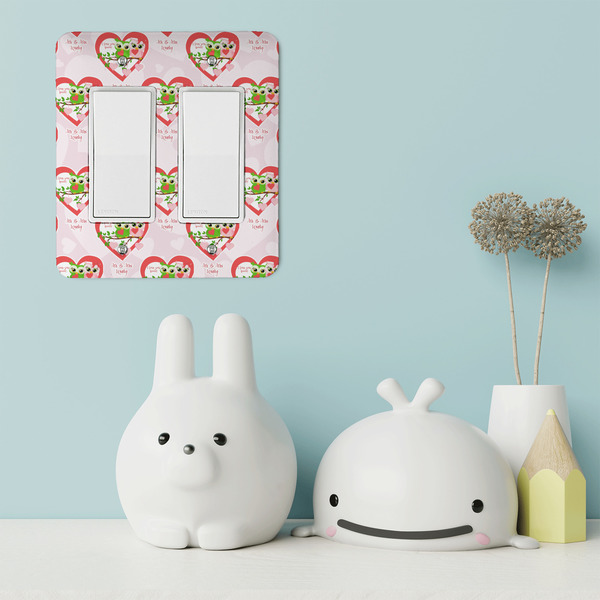 Valentine Owls Rocker Light Switch Covers - Double - IN CONTEXT