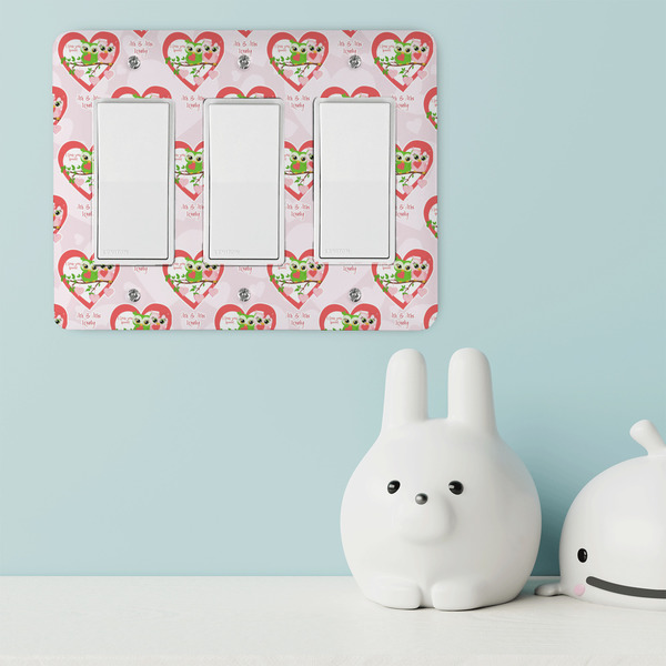 Valentine Owls Rocker Light Switch Covers - Triple - IN CONTEXT