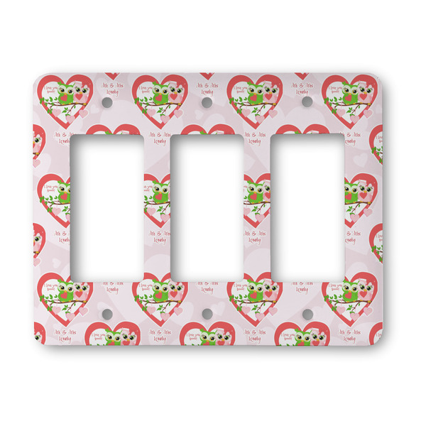 Custom Valentine Owls Rocker Style Light Switch Cover - Three Switch (Personalized)