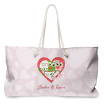 Valentine Owls Large Tote Bag with Rope Handles (Personalized)