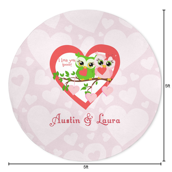 Valentine Owls Round Area Rug - Size