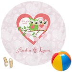 Valentine Owls Round Beach Towel (Personalized)