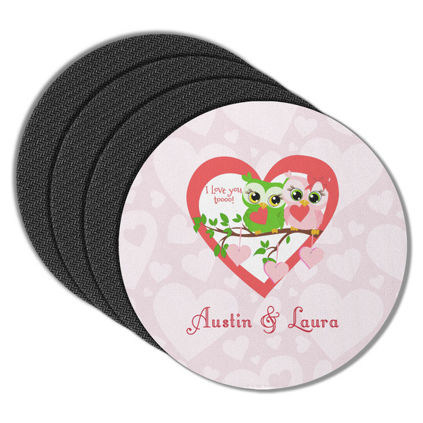 Valentine Owls Round Coaster Rubber Back - Main