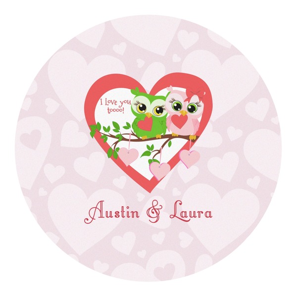 Custom Valentine Owls Round Decal - Large (Personalized)