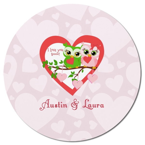 Valentine Owls Round Fridge Magnet - FRONT
