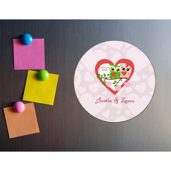 Valentine Owls Round Fridge Magnet - LIFESTYLE