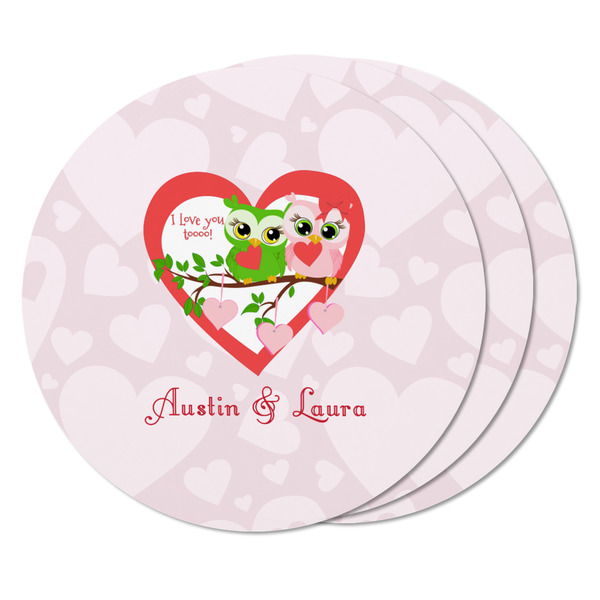Valentine Owls Round Fridge Magnet - THREE