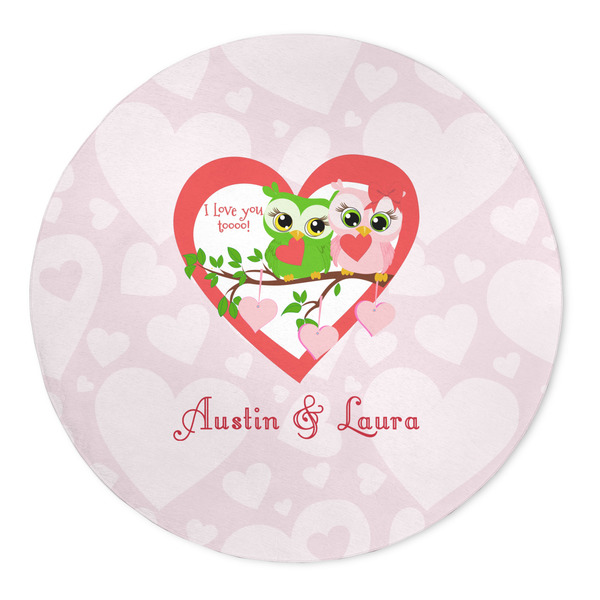Custom Valentine Owls 5' Round Indoor Area Rug (Personalized)