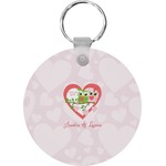 Valentine Owls Round Plastic Keychain (Personalized)