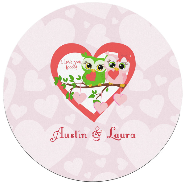 Valentine Owls Round Mousepad - APPROVAL