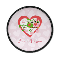 Valentine Owls Iron On Round Patch w/ Couple's Names