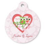 Valentine Owls Round Pet ID Tag - Large (Personalized)