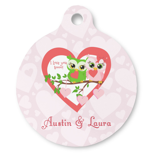 Custom Valentine Owls Round Pet ID Tag (Personalized)