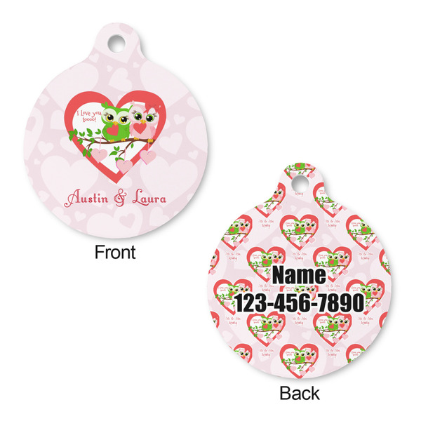 Valentine Owls Round Pet Tag - Front & Back