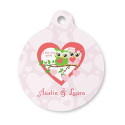 Valentine Owls Round Pet ID Tag - Small (Personalized)