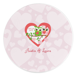 Valentine Owls Round Stone Trivet (Personalized)