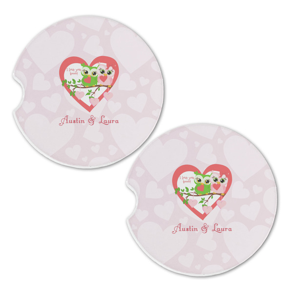 Valentine Owls Sandstone Car Coasters - Set of 2