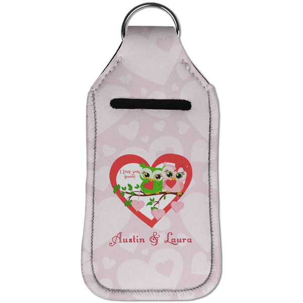 Valentine Owls Sanitizer Holder Keychain - Large (Front)
