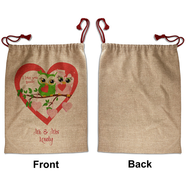Valentine Owls Santa Bag - Approval - Front