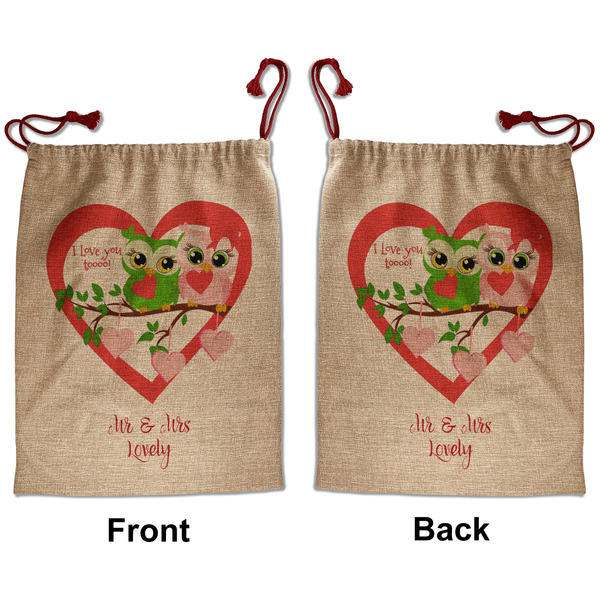 Custom Valentine Owls Santa Sack - Front & Back (Personalized)