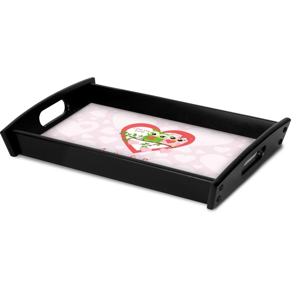 Valentine Owls Serving Tray Black - Corner
