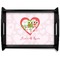 Valentine Owls Black Wooden Tray - Large (Personalized)