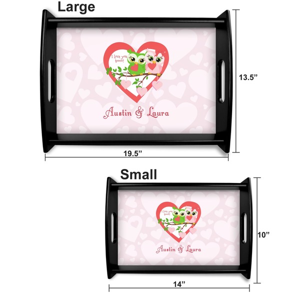 Valentine Owls Serving Tray Black Sizes