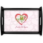 Valentine Owls Black Wooden Tray - Small (Personalized)