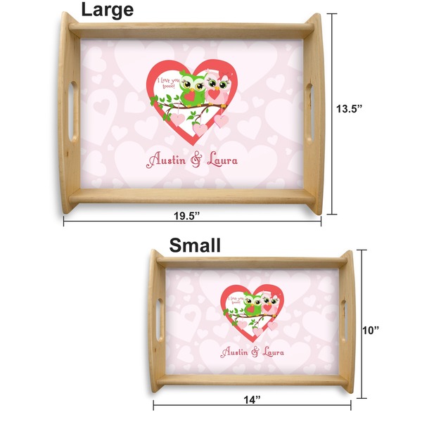 Valentine Owls Serving Tray Wood Sizes