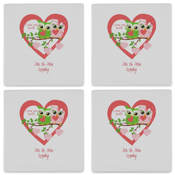 Valentine Owls Set of 4 Sandstone Coasters - See All 4 View