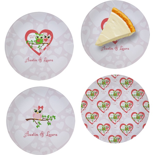 Valentine Owls Set of Appetizer / Dessert Plates